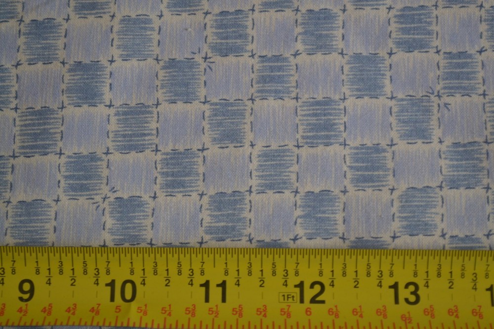 By 1/2 Yd, Vintage, Blue Checks on Tan Quilt Cotton, N590