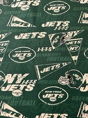 NFL New York Jets Football Cotton Fabric 1/2 Yard (18 By 58”) New