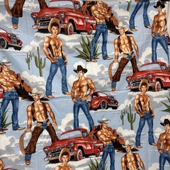The Alexander Henry Fabric Wranglers Cowboys Western Cotton Fabric 1 Yard 2005