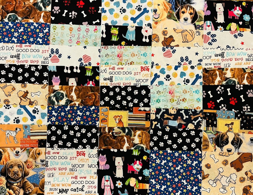 Set Of 40 Assorted “Doggie” Print 5 X 5 Inch NEW Quality Washed Fabric Squares