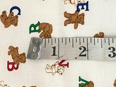TEDDY BEAR Alphabet Letters Red Blue Green on White COTTON Fabric Cranston 2 yds