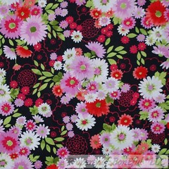 BonEful FABRIC FQ Cotton Quilt White Black B&W Pink Lady Girl Block VTG Fashion