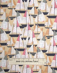 Nautical Sail Boat Cream Fabric By the Yard Cotton Benartex Cabana C5979