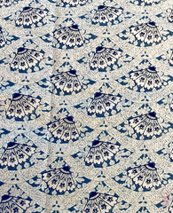 VTG Victorian Fans with Floral Design in Blue Black & Gray 41″x10″ Remnant