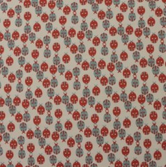 PREMIER PRINTS LADYBUG FORMICA RED BLUE INSECTS NOVELTY FABRIC 6.5 YARDS 54″W
