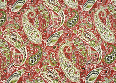 JoAnn Red Green Cream Paisley Cotton Fabric 42×35″