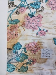40s 50s Floral Motifs Cotton Fabric 36.5″w X 1.1yds Feedsack Style STAINED