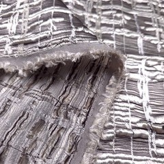 Extra Wide Drapery Fabric 118″ By The Yard Silver Taupe Textured Metallic Strip