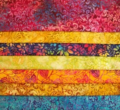 7 Batik Fat Quarters Bundle Bright Multi colors Fabric Precut
