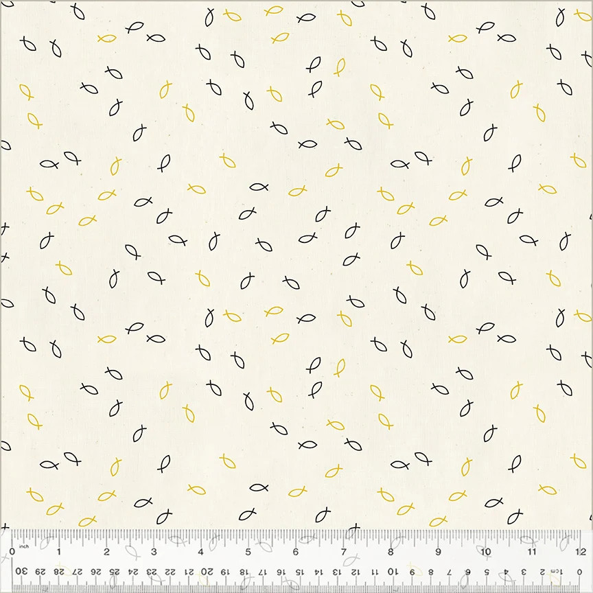 WINDHAM FABRICS – Miniatures by Whistler Studios – Big Catch – Goldfish 1/4yd