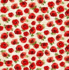 Timeless Treasures Poppy Passion Red Poppy Script Cotton Fabric by the Yard