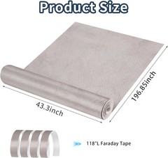 196″ x 43″ Faraday Fabric for DIY Signal Protection and Data Theft Prevention