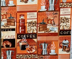 Coffee Java Cafe Cotton Fabric 1 Yard Brown Terracotta Coffee croissant Lovers