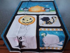 Charmed Panel 23×42 Stacey Yakula QT Halloween Pumpkin Jack-O-Lantern Mice Cat