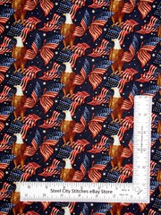 Patriotic American USA Eagle Flag Star Fabric By Yard Cotton Springs CP69629