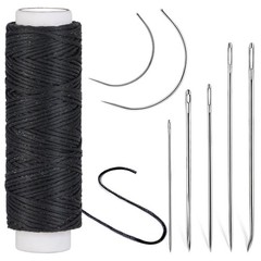 Ftyiwu Waxed Thread, Upholstery Needle and Thread 32 32Yard, Original Black