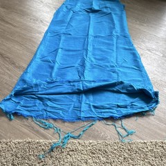 Mid-Century Handwoven Thai Silk Skirt 100% HandSpun Turquoise Rare Artisan Piece
