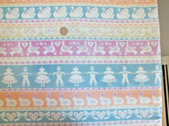 3 1/2 yards Wamsuta pastel border cotton fabric Duck Bird paper doll heart bunny