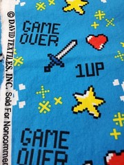 Fabric David Textiles Video Game Over Blue 1 Up Skull Minecraft 1ydx44″ Cotton