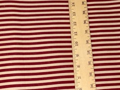 By 1/2 Yd Dark Red & Tan Stripe Vintage Cotton Fabric BTHY Maroon Cream