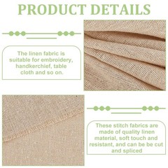 BENECREAT 20 Sheets Beige Square Linen Embroidery Fabric, 9.8×9.8 inch