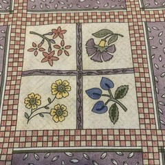 Vtg Floral Fabric By Debbie Mumm For SSI Grid Pattern Muted Lavender Cream BTHY