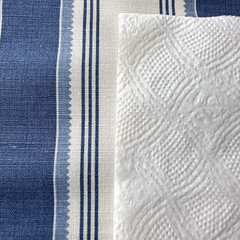 Wide Stripe Fabric Blue French Country Modern Farmhouse Nautical Boy 5 Yds x 60″