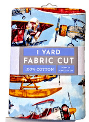 Vintage Prop Planes In Flight Sewing Fabric Precut 36 x 44-in Cotton Craft Blue