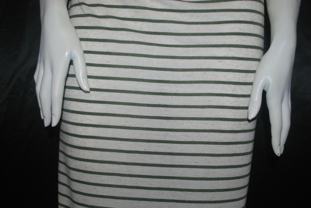 Linen Cotton Rayon Knit Jersey fabric3/16″ Olive 1/2″ Natural Oatmeal Stripes