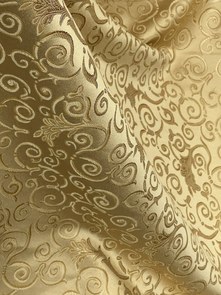 Gold Damask Jacquard Brocade Fabric (116in.) Sold By The Yard