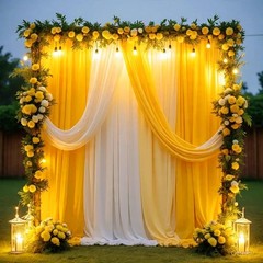 2 Panels 20Ft Length 28 Inch Width Wedding Arch Draping Fabric Gold Chiffon