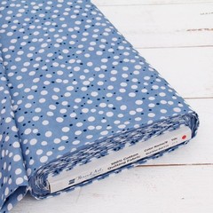 Threadart Cotton Quilting Fabric By The Yard – Vintage – Med Blue Dots