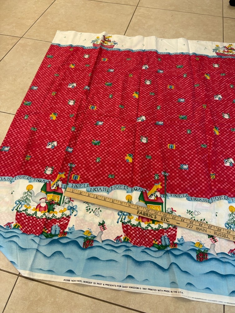 Noah Noel Border Santa Animals Boat Red Checker Daisy Kingdom 2 Yards