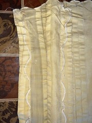 2.8ydX63″W yellow silky rayon-y synthetic wide shadow stripe seersucker fabric