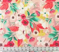 Coral Floral Fresh Meadow Cotton Fabric Melissa Lowry Clothworks Spring Easter