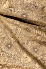 Essex Print by Robert Kaufman, Ink Black on Buff Brown, Cotton Fabric BTY