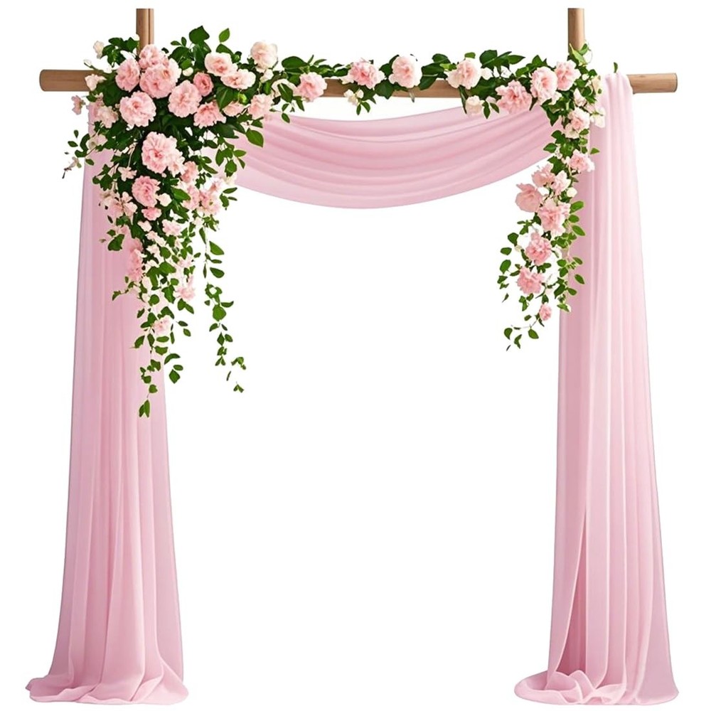 Pink Wedding Arch Chiffon Draping Fabric Sheer Curtain Backdrop 29 In x 20 Ft