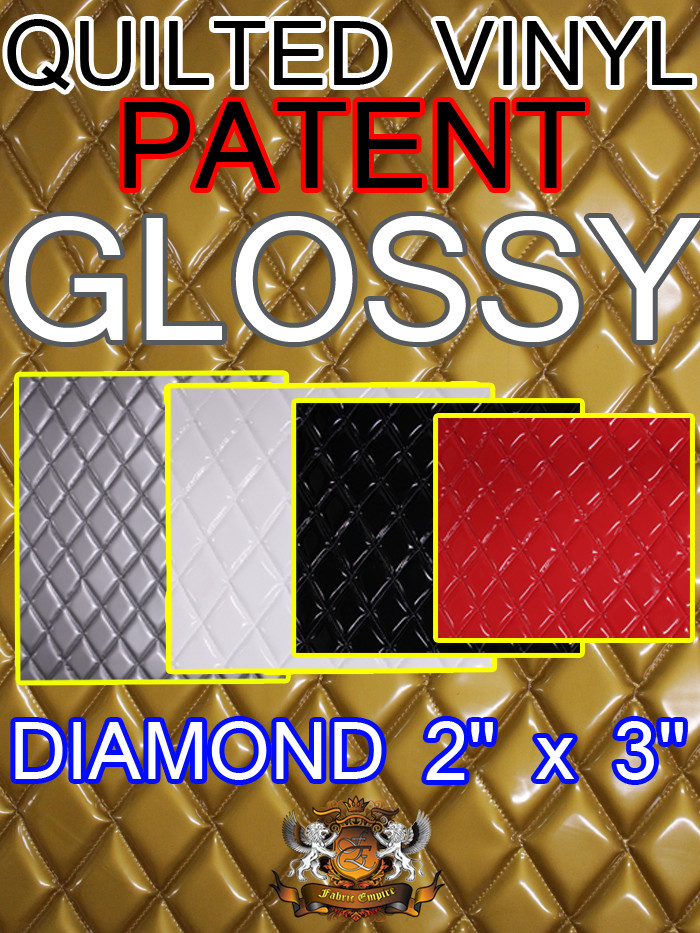 Quilted Vinyls Patent GLOSSY Diamond 2″ x 3″ With 3/8″ Foam Backing Upholstery