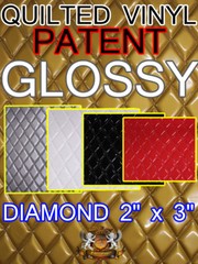 Quilted Vinyls Patent GLOSSY Diamond 2″ x 3″ With 3/8″ Foam Backing Upholstery