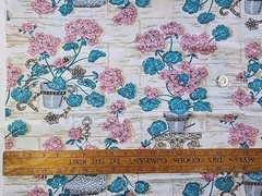 40s 50s Floral Motifs Cotton Fabric 36.5″w X 1.1yds Feedsack Style STAINED