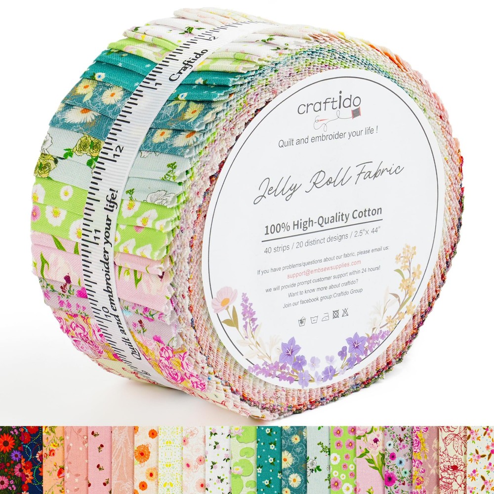 Craftido-18 Options-100% Cotton Jelly Roll Fabric Precut Fancy Waterlily Pond