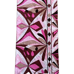Vintage Pink Groovy Silky Polyester Apparel Fabric Harlequin Border Print 58″x40