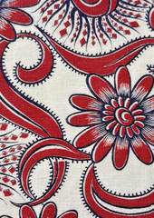 1930-1940s feedsack fabric piece 9×11″ Navy Blue & Red Floral
