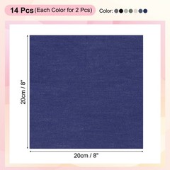 14Pcs 8″ x 8″ Solid Color Cotton Fabric Bundles Precut Fabric Square, Blue Grey