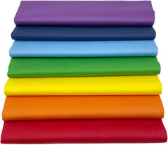 7Pcs 18 X 21 Inch Cotton Fabric Bundles Fat Quarters, Rainbow Solid Colors Patch