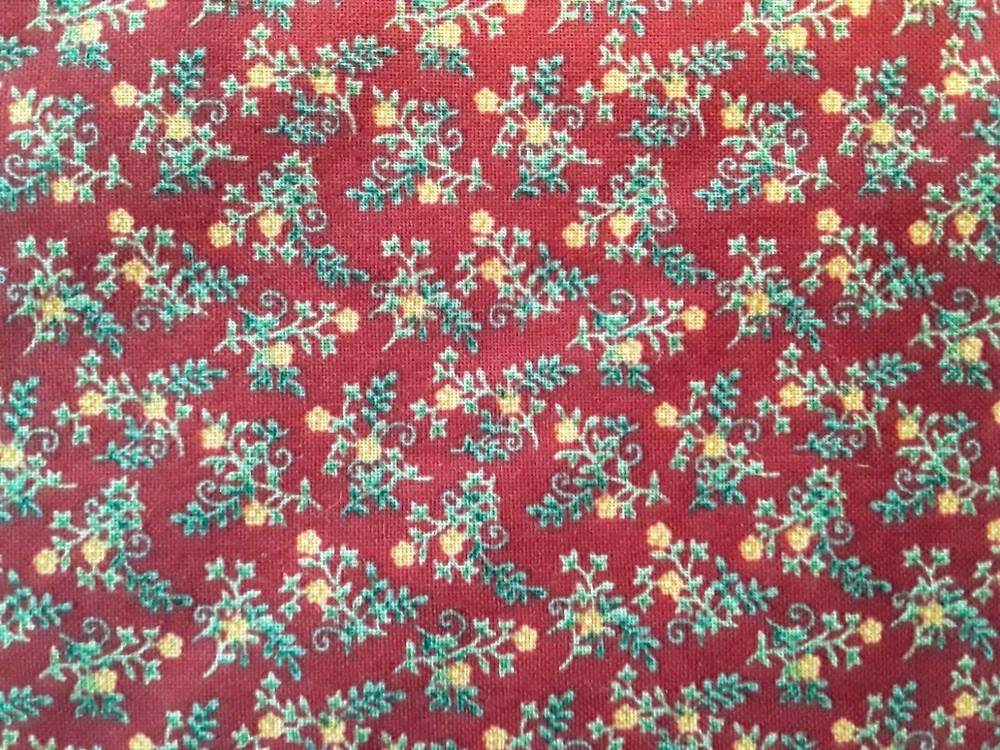 Touch of Baltimore Cotton Fabric 44×40″ Red Floral Calico for Henry Glass 8186