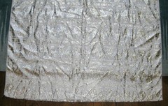 vintage 2-1/2 yd METALLIC & Cotton (?) FABRIC Gold & Silver on Cream 43″w. washd