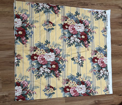 Ralph Lauren Upholstery Fabric 77 X 42.5 Yellow Red Floral Blue Stripes