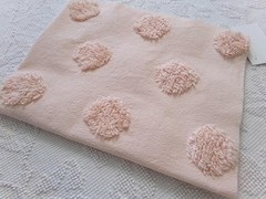blush pink vtg style chenille bedspread fabric, big dots 18″ x 24″ quilt piece