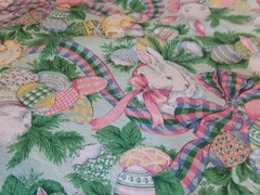 1/2 YD X 58″ VINTAGE COLORFUL EASTER RABBITS EGGS PLUS TOSS NEW COTTON#2834